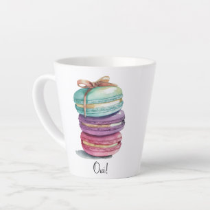 ¡Acuarela Macaron Oui! Taza de café latte