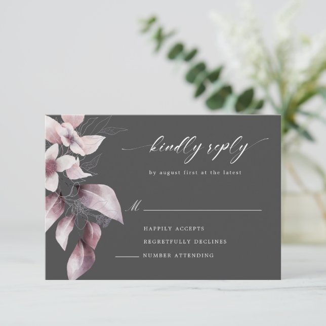 acuarela magnífica caída floral tarjeta RSVP (Anverso de pie)