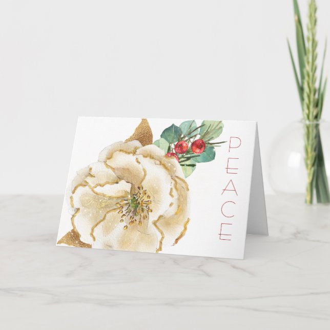 acuarela Magnolia con tarjeta de Navidades Berries (Anverso)