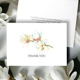 Acuarela Magnolia Flower Funeral Gracias Tarjeta