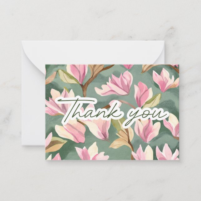 Acuarela Magnolias de Gratitud Gracias Nota (Anverso)