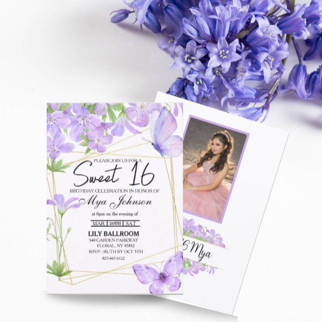Acuarela malva morada dulce 16 Invitación (Subido por el creador)
