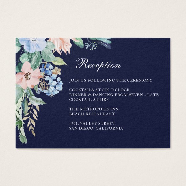 Acuarela Marina Floral Hydrangea Boda Recepción (Frente)