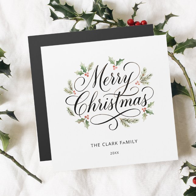 Acuarela Merry Christmas Script Botánico    (Subido por el creador)