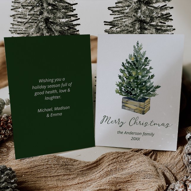 Acuarela Minimalista Pine Tree Feliz Navidad (Subido por el creador)