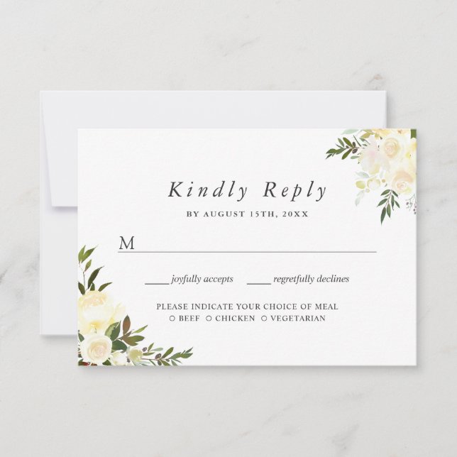 Acuarela Moda de marfil RSVP floral con elección d (Anverso)