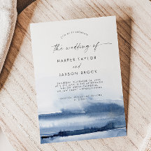 Acuarela moderna | Azul El Boda De Invitación