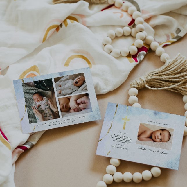 Acuarela moderna | Bautismo azul y oro (Subido por el creador)