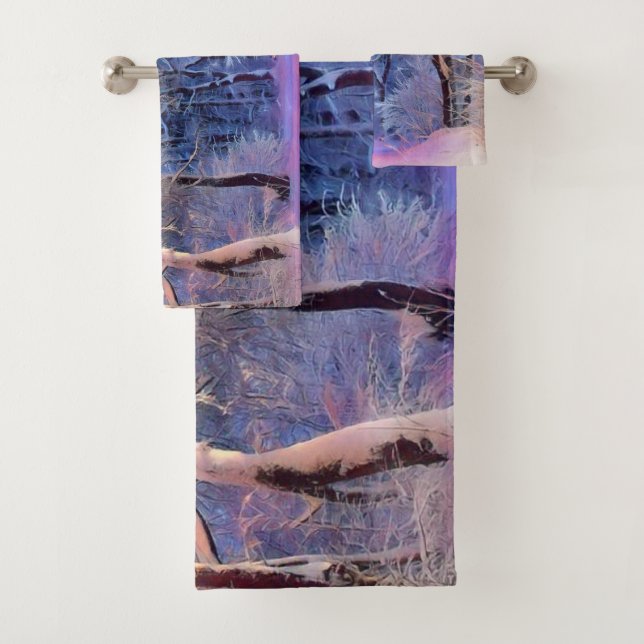 Acuarela moderna de árboles nevados de colores (In situ)