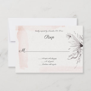 Acuarela moderna floral rosa y gris RSVP