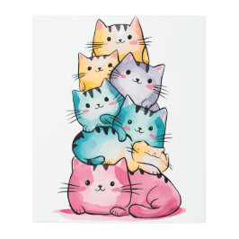 Acuarela moderna, gatos, arte mural Metalizado