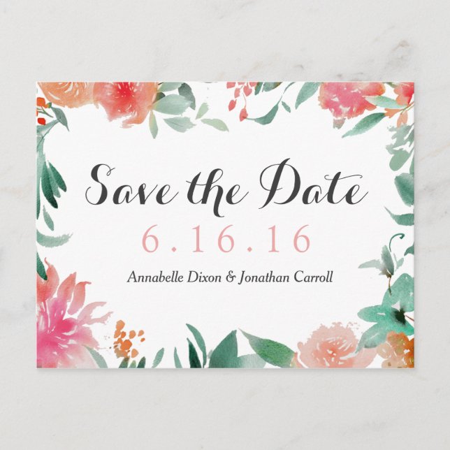 Acuarela moderna Guardar la postal de fecha (Anverso)