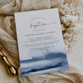 Acuarela moderna | Invitación al bautismo azul