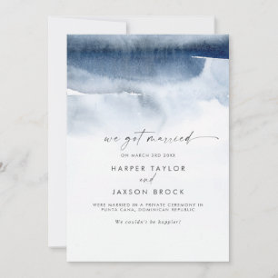 Acuarela moderna   Invitación de Elopement Azul