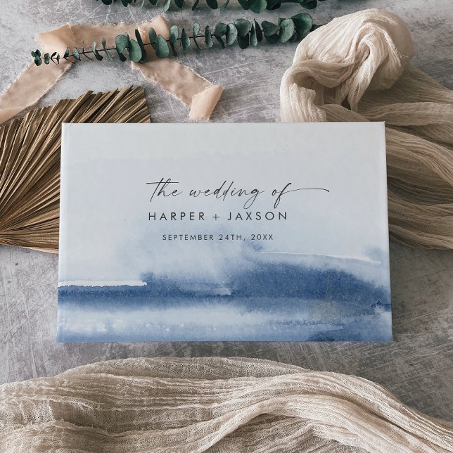 Acuarela moderna | Libro de invitados de Boda azul (Subido por el creador)