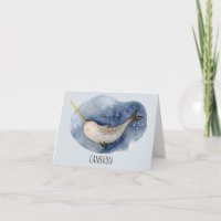 Acuarela moderna Narwhal Blue Ocean personalizada