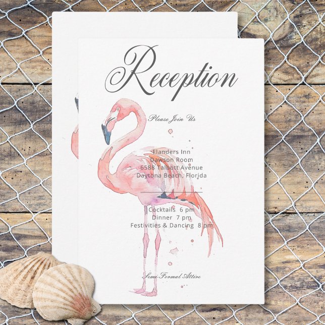 Acuarela Moderna Palmas y Recepción de Escenario d (Watercolor Modern Palms & Beach Scene Reception Enclosure Card)