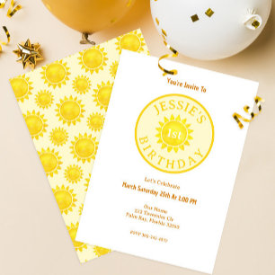 Acuarela moderna Sunshine Invitación de primer cum