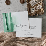 Acuarela moderna | Tarjeta de agradecimiento verde<br><div class="desc">Esta moderna tarjeta de agradecimiento a las acuarelas es perfecta para un boda contemporáneo y elegante. La colección de diseño minimalista, clásico y elegante presenta trazos de pincel de color agua en tonos bonito. Personalice la parte posterior de la tarjeta con sus nombres y un mensaje de agradecimiento. Como alternativa,...</div>