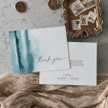 Acuarela moderna | Tarjeta de agradecimiento Verde<br><div class="desc">Esta moderna tarjeta de agradecimiento verde azulada acuarela es perfecta para un boda contemporáneo y elegante. La colección de diseño minimalista, clásico y elegante presenta trazos de pincel de color agua en tonos bonito. Personalice la parte posterior de la tarjeta con sus nombres y un mensaje de agradecimiento. Como alternativa,...</div>