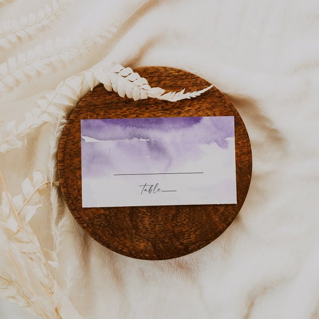 Acuarela moderna | Tarjeta Purple Flat Boda Place  (Subido por el creador)