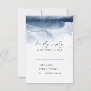 Acuarela moderna   Tarjeta RSVP simple azul