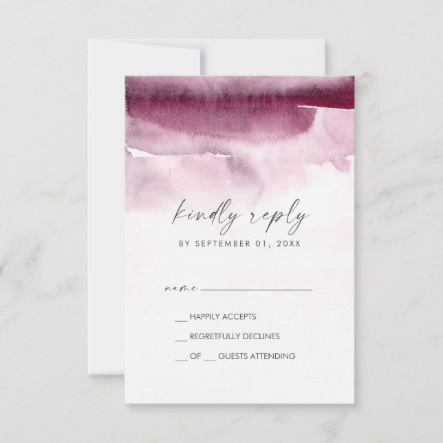 Acuarela moderna | Tarjeta RSVP simple roja (Anverso)