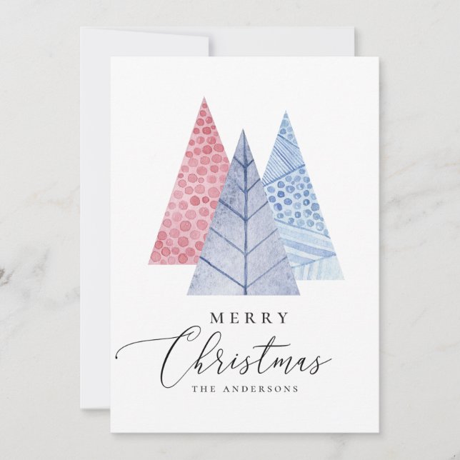 Acuarela moderna y simple árbol de Navidad geométr (Anverso)