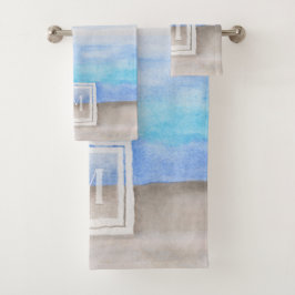 Acuarela Monograma Mar y Arena Azul y Tan