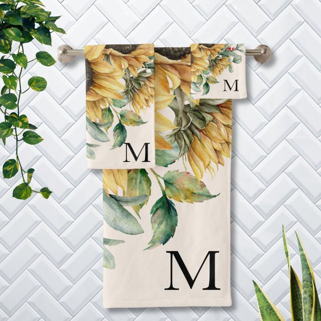 Acuarela Monogramada Vintage Sunflower (In situ bedroom wall)