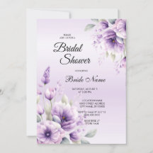 Acuarela Morado Floral Bridal Shower Invitación