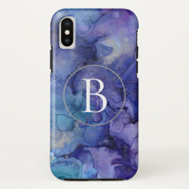 Acuarela Morado Monograma Mármol iPhone X Funda