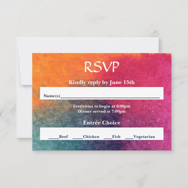 Acuarela Naranja Azul Rosa - RSVP (Anverso)