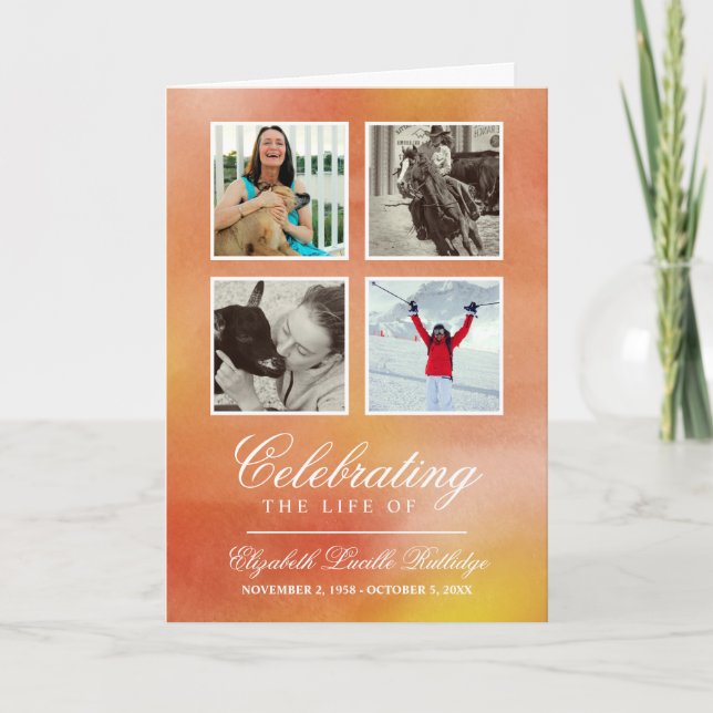 Acuarela naranja - Programa Funeral Fotográfico (Anverso)