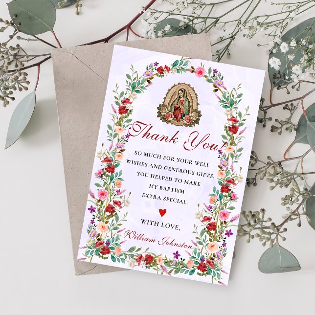 Acuarela Neutra Baptismo Floral Gracias Tarjeta (Subido por el creador)