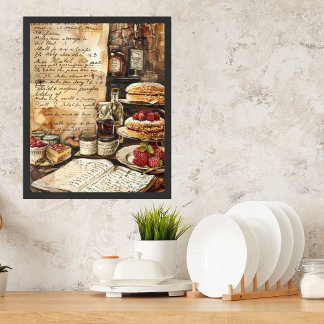 Acuarela Nostálgica Postre Recetas Cocina Arte