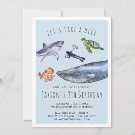 Acuarela Océano | Invitación a Fiesta de Cumpleaño
