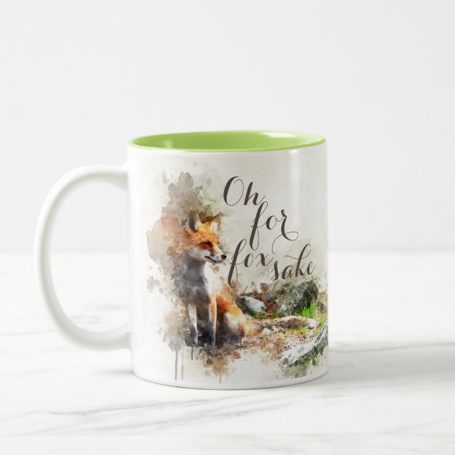 Acuarela Oh por el sake de zorro taza de café dive (Izquierda)