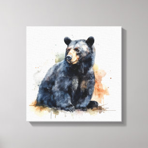 Acuarela Oso Negro Arte Bosque