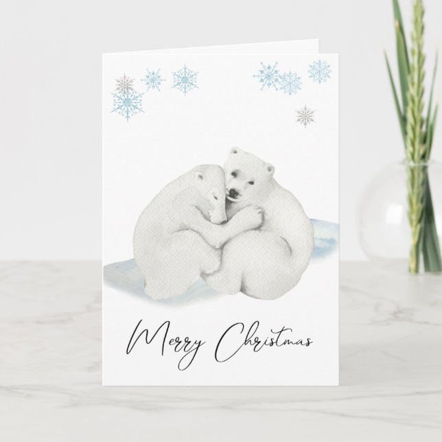 Acuarela Oso Polar Cubs Feliz Navidad (Anverso)