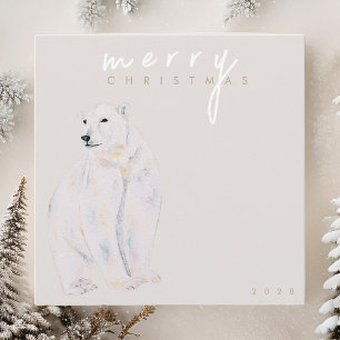 Acuarela Oso Polar Feliz Navidad moderna