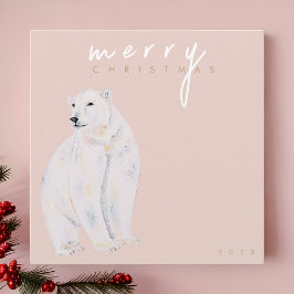 Acuarela Oso Polar Feliz Navidad moderna
