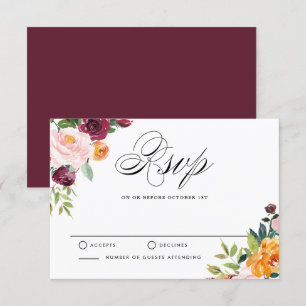 Acuarela Otoño Blooms Floral RSVP Boda