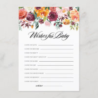 acuarela otoño florece deseo de tarjeta para bebé