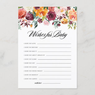 acuarela otoño florece deseo de tarjeta para bebé