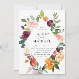 Acuarela Otoño Florece Invitación a Boda Floral