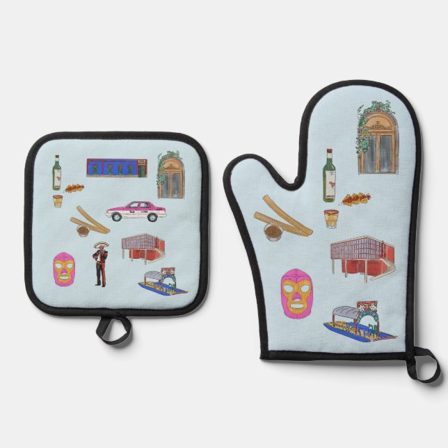 Acuarela Oven Mitt & Pot Holder Set (Anverso)