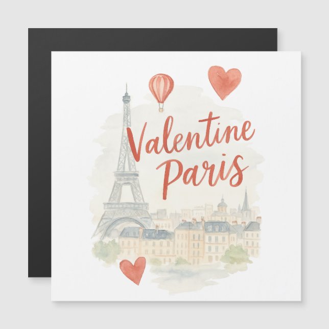 Acuarela Paris Valentine - Amor en la Torre Eiffel (Anverso/Reverso)