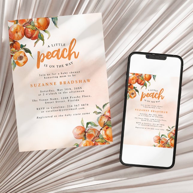 Acuarela Peach Baby Ducha Invitación (Subido por el creador)
