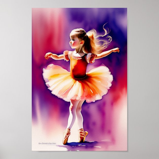 acuarela pequeña balerina poster impresión (Frente)